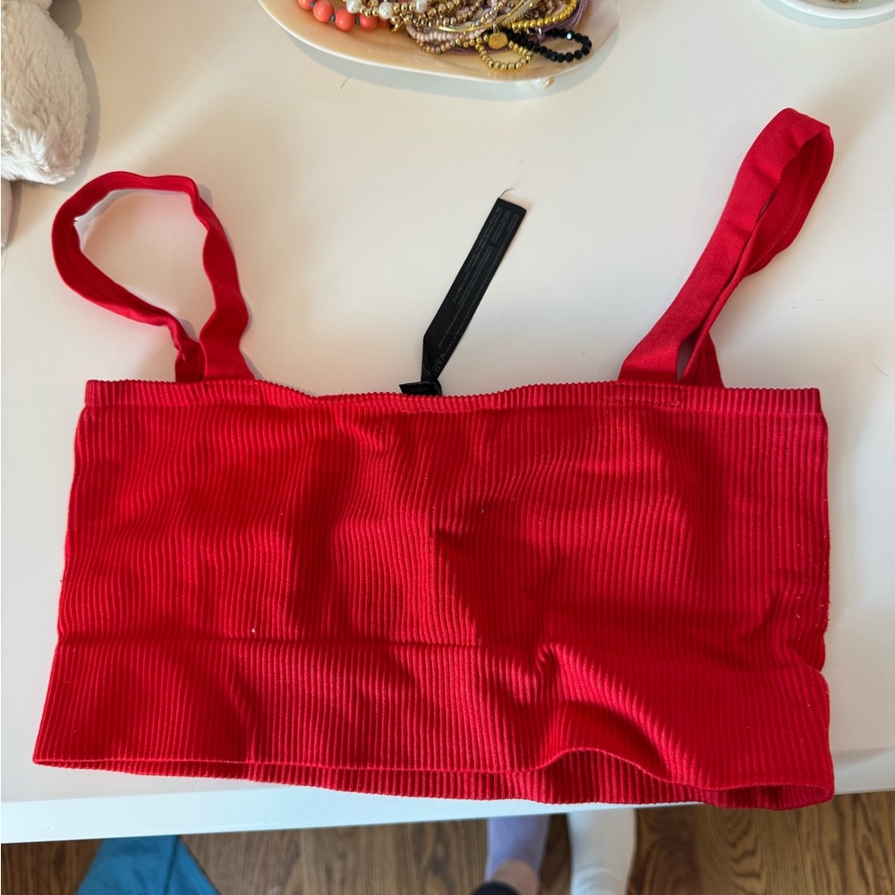Red Ribbed Women's Bralette
